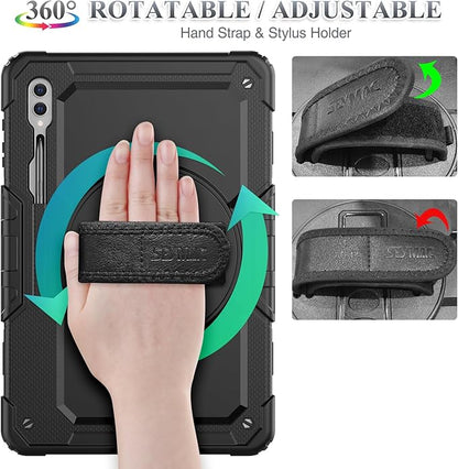 SEYMAC stock Case for Samsung Galaxy Tab S10 Ultra / S9 Ultra Tablet Case 14.6'' with Screen Protector, Pencil Holder, 360 Rotate Stand, Hand Strap, Shoulder Strap, Black1