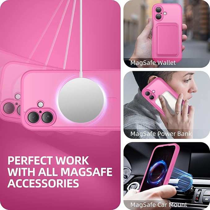 BERFY Magnetic for iPhone 16 Case, Compatible with MagSafe, Built-in Privacy Screen Protector and Upgraded Camera Protection, Anti-Spy Full Body Shockproof Phone Case for 16 6.1", Peony