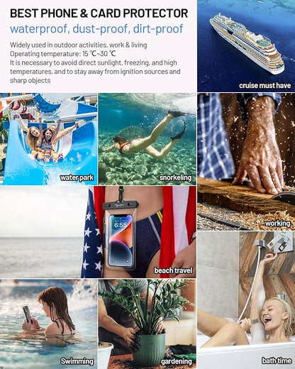 Waterproof Phone Pouch Bag - 7.5in Water Proof Cell Phone Case for Beach Travel Must Haves, Waterproof Phone Holder with Lanyard for iPhone 16 15 14 Pro Max Galaxy S24+ Pixel 8 Pro, Cruise Essentials