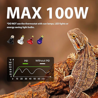 REPWILD Reptile Light Fixture with Dimming Thermostat, 5.5 Inch Deep Dome Lamp Fixture with Temperature Controller for Bearded Dragon, Turtle, Snake and Lizard Tanks, Max 100W