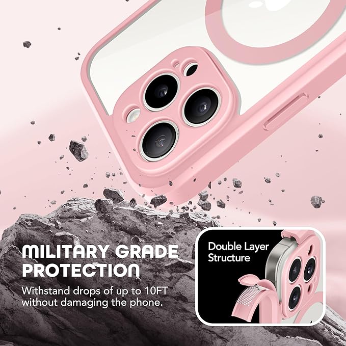 Magnetic for iPhone 15 Pro Max Case, Compatible with MagSafe, Built-in Privacy Screen Protector and Camera Protection, Anti Spy Full Body Dustproof Shockproof Hard Phone Case 6.7", Pink
