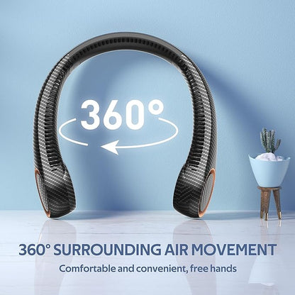 Portable Neck Fan, Hands Free Bladeless 360° Cooling Personal Fan,Wearable Quiet Fan for Outdoor Indoor, Gifts for Men Women, 4000mAh Battery Operated, USB Rechargeable, 3-Speeds(Black Graffiti)