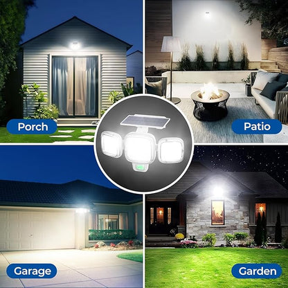 ESLIGHTION Solar Motion Sensor Outdoor Lights, 3 Modes LED Security Flood Light with Remote Control, IP65 Waterproof Solar Powered Outside Wall Light for Garden Patio Garage Yard (White, 2 Pack)