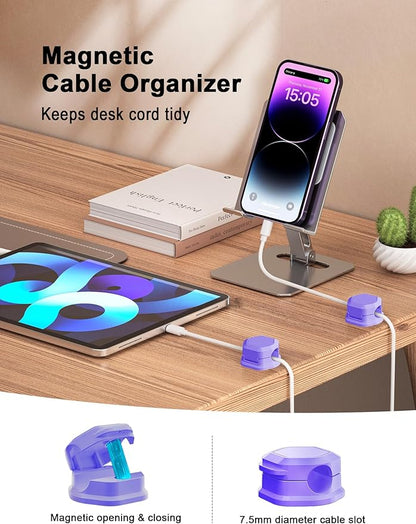 Cord Organizer - Cord Holder for Nightstand - Cable Clips - Cord Holder, Magnetic Cord Organizer, for Desk, Nightstand, Phone Charger, Computer, Home, Office, Car