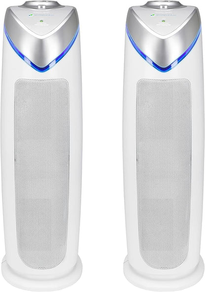 GermGuardian Air Purifier with HEPA 13 Filter, Removes 99.97% of Pollutants, Covers 743 Sq. Foot Room in 1 Hour, UV-C Light Helps Reduce Germs, 22 Inch, 2-Pack, White, AC4825W2PK