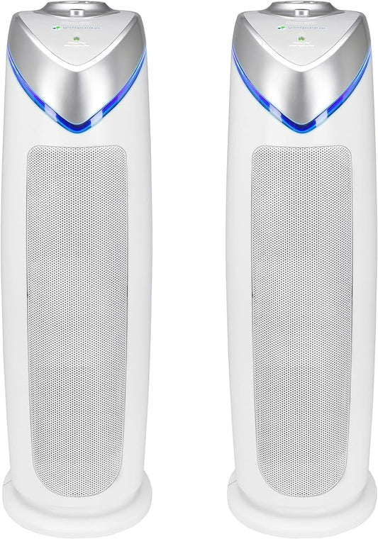 GermGuardian Air Purifier with HEPA 13 Filter, Removes 99.97% of Pollutants, Covers 743 Sq. Foot Room in 1 Hour, UV-C Light Helps Reduce Germs, 22 Inch, 2-Pack, White, AC4825W2PK
