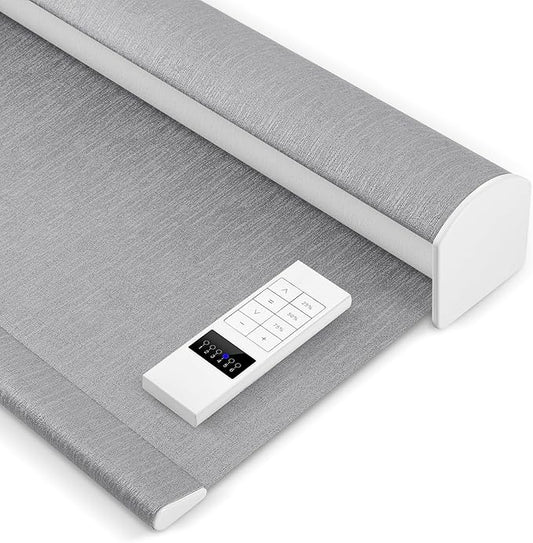 Zshine Motorized Blackout Window Blinds Customize Width (23-95 Inches) Remote Control Wireless and Rechargeable Roller Shades Blinds for Windows, Home, Office, Hotel, Club, Restaurant(82164C)