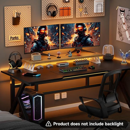 NestNeat Dual Monitor Stand Riser, 39 Inch Large Wood Monitor Stands for 2 Monitors, Desk Monitor Riser for Computer/Laptop/Printer/TV, Stand Riser up to 220 lbs