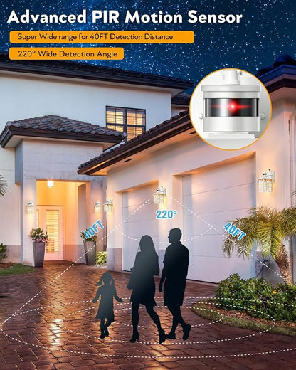 VIANIS Motion Sensor Outdoor Lights, White Dusk to Dawn Wall Lights, Exterior Light Fixture, Anti-Rust 100% Aluminum Outdoor Wall Lantern Wired for Garage Patio, Front Porch Light