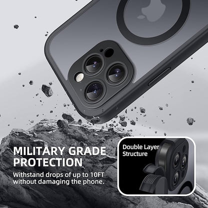 BERFY Magnetic for iPhone 14 Pro Max Case, Compatible with MagSafe,Built-in Privacy Screen Protector and Upgraded Camera Protection,Anti-Spy Full Body Shockproof Phone Case for 14 Pro Max,Matte Black