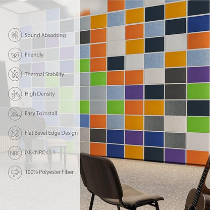 Amantech 12 Pack Acoustic Panels Self Adhesive Sound Proof Foam, High Density Sound Acoustic Panel, 16X12X0.4 Inch 4:3 Rectangle Panels in Home, Office, Reccording Room, Studio, More(Fruit Green)