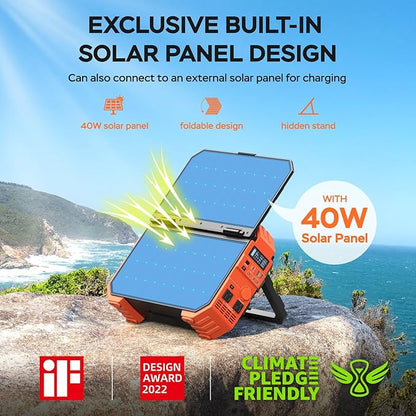BLAVOR Portable Power Station 1600W (Peak 3200W), Built-in Solar Panel, 1024Wh LiFePO4 Battery, 100W USB-C Fast Charge, Solar Generator for Home Backup, Camping, Power Outages & RV