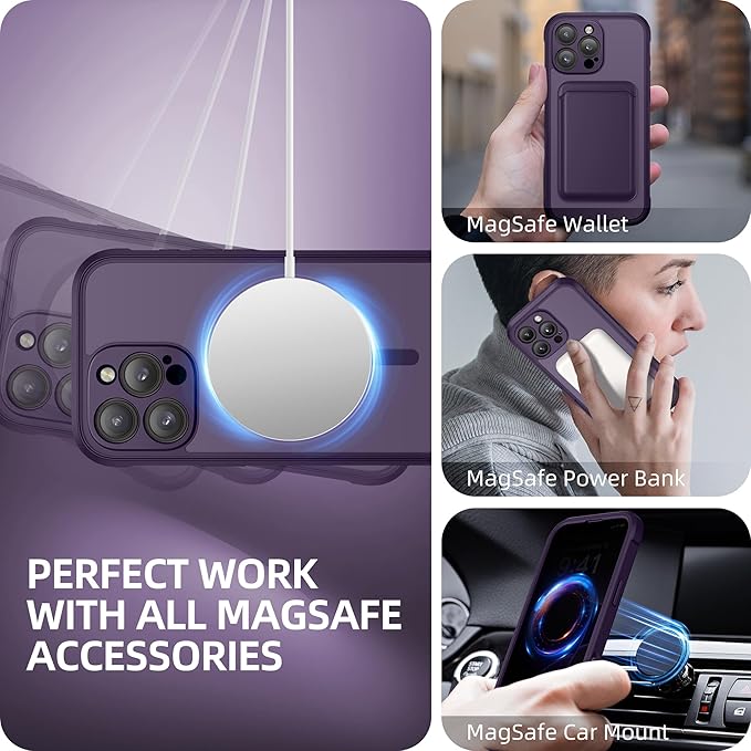 BERFY Magnetic for iPhone 16 Pro Case, Compatible with MagSafe, Built-in Privacy Screen Protector and Upgraded Camera Protection, Anti-Spy Full Body Shockproof Phone Case for 16 Pro 6.3", Deep Purple