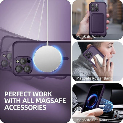 BERFY Magnetic for iPhone 16 Pro Case, Compatible with MagSafe, Built-in Privacy Screen Protector and Upgraded Camera Protection, Anti-Spy Full Body Shockproof Phone Case for 16 Pro 6.3", Deep Purple