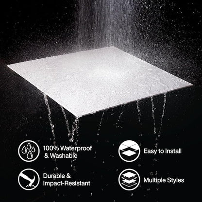 Genesis 2ft x 4ft Stucco Pro Black Ceiling Tiles - Easy Drop-in Installation – Waterproof, Washable and Fire-Rated - High-Grade PVC to Prevent Breakage - Package of 10 Tiles
