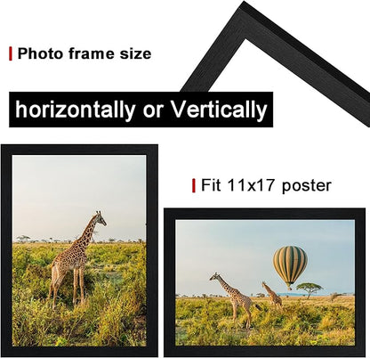 TKYGU 11x17 Picture Frame Set of 5,Wooden Frame 11x17 Wall Gallery Poster Photo frame Black with Durable Shatter Resistant Plexiglass for Wall Mounting Family -friend- wedding best gift