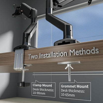 Single Monitor Arm Desk Mount，Gas Spring Monitors Arm for 17-32 inch Screens,Adjustable Computer Monitors Stand up to 4.4 to 19.8 lbs,Vesa Mount with Clamp and Grommet Base, VESA 75 & 100mm