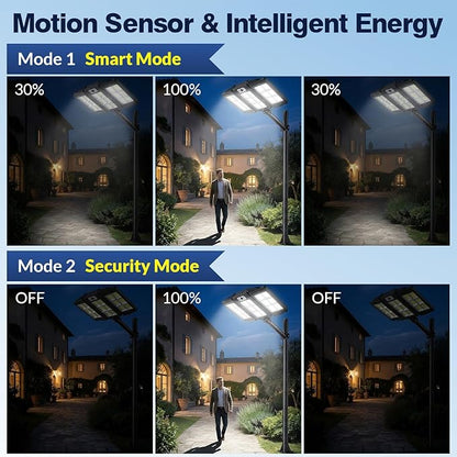 JWT Solar Street Lights Outdoor Waterproof - Solar Powered Parking Lot Light Dusk to Dawn 7000LM, 3-Head Folding Motion Sensor Commercial LED Solar Flood Lights Waterproof Remote Control for Outside