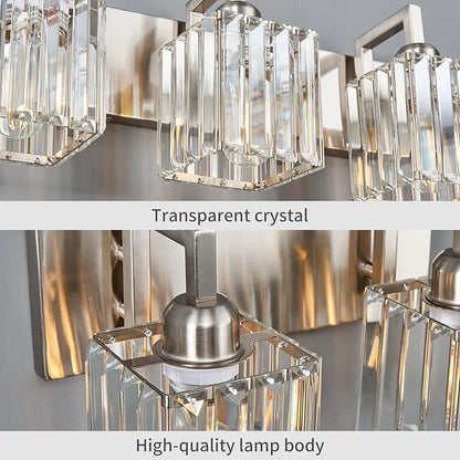FDPBY Modern Bathroom Vanity Light 6-Lights Brushed Nickel Vanity Light Crystal Wall Light Bathroom Light Fixtures