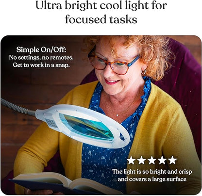 Brightech LightView Pro Magnifying Glass with Light and Stand, Magnifying Floor Lamp with Sturdy Weighted Base for Facials, Lash Estheticians, Bright LED Work Light for Sewing, Crafts
