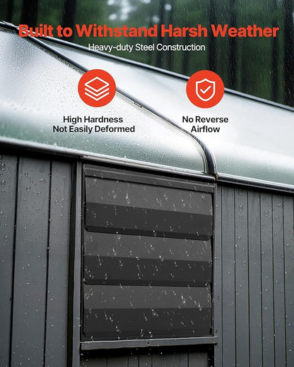 VEVOR 12 inch Shutter Exhaust Fan, Wall Mounted Attic Vent Fan with Smart Programming Variable Speed Temperature Control, 1500 CFM,EC Motor,Timer, for Shed,Garage,Greenhouse Ventilation Cooling,Black