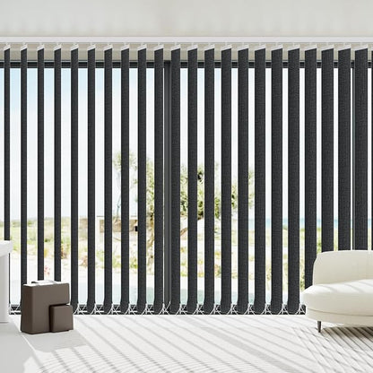 Blindify Motorized Vertical Blinds, Blackout Sliding Door Shades Vertical Shades Remote Control Customize, 3-Layer Dark Grey