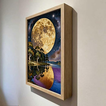 URVIP LED Glowing Photo Frame, 3D Starry-Sky Blue Moon Wall Art, 9x12 Inches Dimmable Light Up Light Painting for Bedroom, Unique Aesthetic Decor, Great Birthday Gift for Women Men
