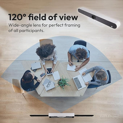 GoPresence 4K Ultra HD Meeting Bar – All-in-One Video Conferencing System with 120° Wide-Angle Lens, 6 Mics with 20ft Pickup Range, Dual Speakers, Plug-and-Play USB for Zoom/Teams/Meet – Medium Rooms