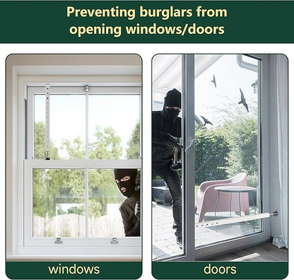 WooFog Adjustable Window Security Bars Vertical, Heavy Duty Sliding Patio Glass Door Lock Bar with Rubber Feet, 17-32 inch Window Safety Stopper for Up and Down Windows -White 1 PCS Patented