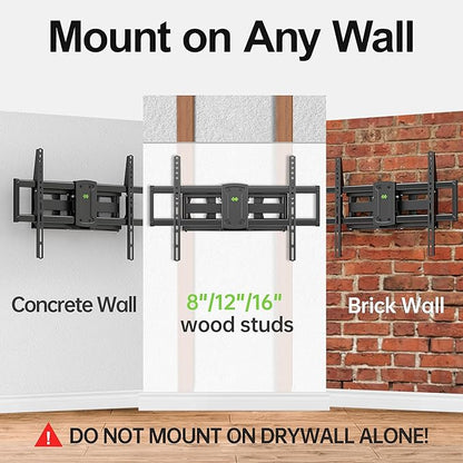 Full Motion Mount, USX MOUNT UL Listed TV Wall Mount for Most 42-84 inch TVs, Holds up to 120lbs, Max VESA 600x400mm, Swivel TV Bracket with Dual Articulating Arms Tilt Rotation Fits 16" Wood Stud