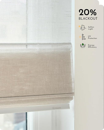 Graywind Smart Roman Shades 20% Blackout Compatible with Alexa Google WiFi Hardwired Automatic Blind Remote View Visible Roman Window Shades for Windows Doors, Custom Size (Semi-Sheer Ecru)