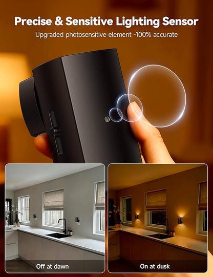 Brightown 2 Pack Black White Night Lights Plug into Wall, Modern Night Light with Rotating Plug, Dusk to Dawn Sensor, 0-100LM Stepless Dimming Aora Night Light for Hallway Bedroom Bathroom,Amber