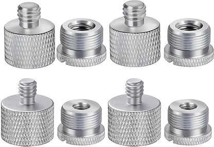IXTECH Mic Stand Adapter Set 8 pieces Metal Microphone Stand Screw Thread Adapter 5/8 Female to 3/8 Male 3/8 Female to 5/8 Male 5/8 Female to 1/4 Male 1/4 Female to 5/8 Male Tripod Adapter ADP01A Slvr