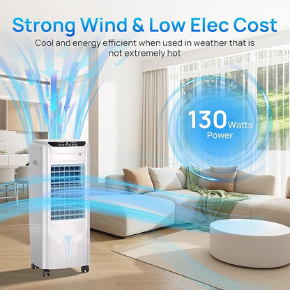 YEW 32" Evaporative Air Cooler,1800CFM Swamp Cooler Air Conditioner with 4.2 Gal Tank,Windowless Swamp Cooler with Remote,3 Speeds,12H Timer,Fans that Blow Cold Air for Bedroom Indoor Office