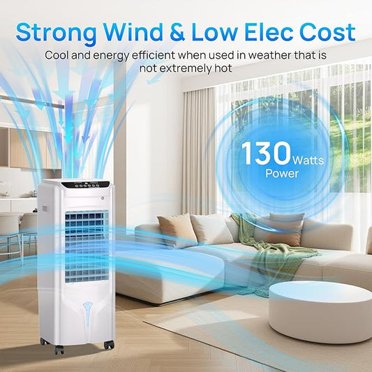 YEW 32" Evaporative Air Cooler,1800CFM Swamp Cooler Air Conditioner with 4.2 Gal Tank,Windowless Swamp Cooler with Remote,3 Speeds,12H Timer,Fans that Blow Cold Air for Bedroom Indoor Office