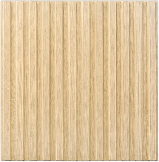 Art3d Slat Wall Panel, 3D Fluted Textured Panel 12-Tile 19.7 x 19.7in. - Oak