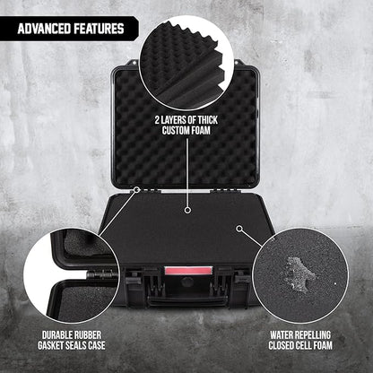 All Weather Hard Case 19 x 17 x 8” - TSA Approved Hard Shell Travel Case with Customizable Foam for Cameras, Lenses, Laptops, Electronics, Guns, Pistols and Other Gear