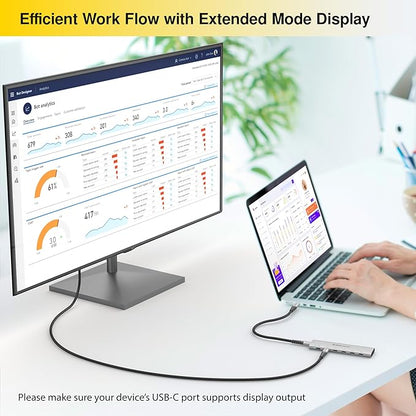 EZQuest USB-C Slim Gen 2 Hub Adapter 6-in-1 1 USB-C 4K/60Hz Video, 4 USB-C Gen 2 10Gbps, and 1 USB-C Power Delivery 3.0