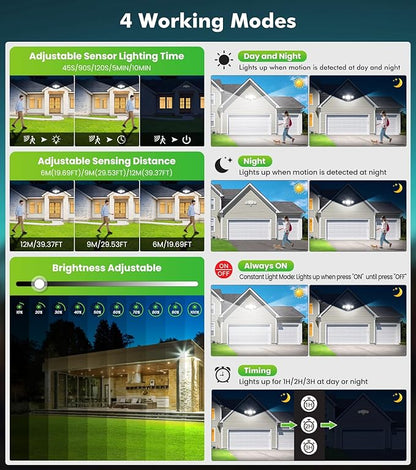 CLY 70W LED Security Lights Motion Sensor Light Outdoor, 6580LM 3 Head Motion Detection Outdoor Lights 6500K IP66 Waterproof, Dusk to Dawn, Flood Light Motion Detector for Entryway Yard Garage