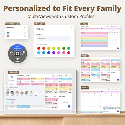 Digital Calendar 15.6-inch Smart Chore Chart, Home Electronic Wall/Tabletop Calendar with Interactive Display/Touch Screen for Family Schedule Planning, Seamless Data Syncs and APP Access