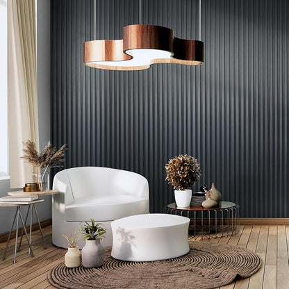 Art3dwallpanels Slat Wall Paneling, 104'' x 6.7'' Glossy Metal Finish WPC Soundproof 3D Wall Panels for Interior Wall Decor, 8 Pack Fluted Textured Panel Wall Slats, Metallic Silver Dark Gray