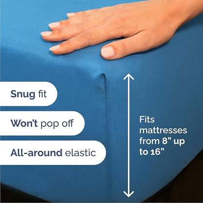 Cal King Size 4 Piece Sheet Set - Comfy Breathable & Cooling Bed Sheets Set - Hotel Luxury Bedding for Women, Men, Kids, Teens, Boys & Girls - Deep Pockets, Soft, Wrinkle Free - Oeko-Tex - Denim Blue