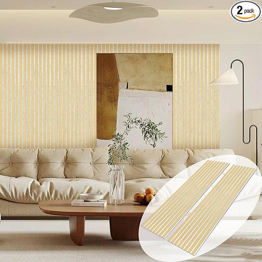 ARMURO Wall Panels for Interior Wall Decor, 2-Pack Slat Wall Paneling, Oak Wood Veneer Acoustic Wall Panels - Wall Slats 12.6" W x 94.5