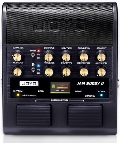 JOYO 10W Portable Electric Guitar Amp Multi-Effects Pedal Combo Amplifier with Footswitch,14 Amp Models,3-Band EQ,36 Drum Patterns & Looper,OTG Recording,Bluetooth for Practice(JAM Buddy II, Black)