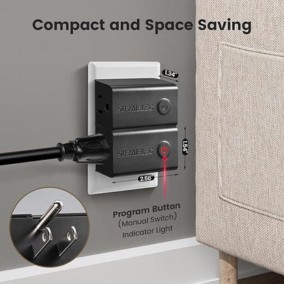SURAIELEC Remote Control Outlet, Wireless Light Switch, Decorator Rocker Wall Switch, 15 AMP, 100ft RF Range, No Wiring No WiFi, for Plug in Pendant Light, Lamp, Small Electrical Appliance, Black