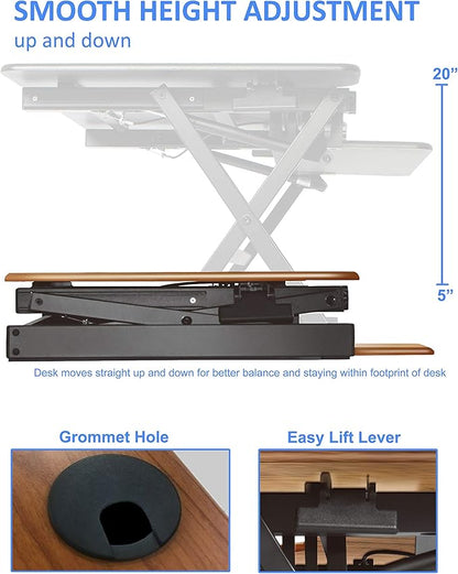 Rocelco 46" Large Height Adjustable Standing Desk Converter with Double Monitor Mount Stand BUNDLE - Quick Sit Stand Up Computer Workstation Riser - Retractable Keyboard Tray - Black (R DADRB-46-DMS)