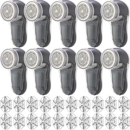 Ferrochef 10 Pack Fabric Shaver and Lint Remover,Sweater Defuzzer with 20 Replaceable Blades,Fuzz Remover Furniture Sweater Shavers to Remove Pilling, Battery Operated, Gray