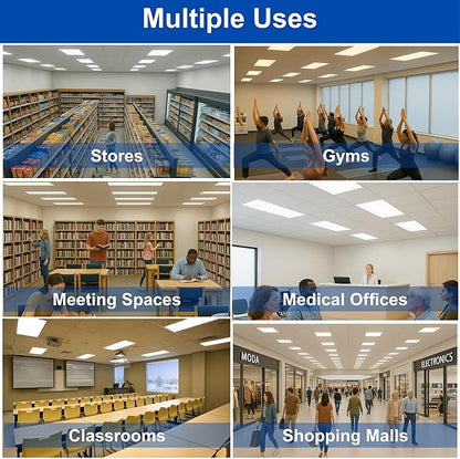 2x4 LED Flat Panel Light Drop Ceiling Office Fixture, 6500LM, Selectable Features, 30W/40W/50W/60W/72W, 3000K/3500K/4000K/5000K/6500K, Dimmable (0-10V), Dustproof ETL