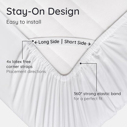 Bambaw Full White Fitted Sheet Only, 100% Viscose Derived from Bamboo Full Size, Cooling Fitted Sheet with Corner Straps, Soft (White)