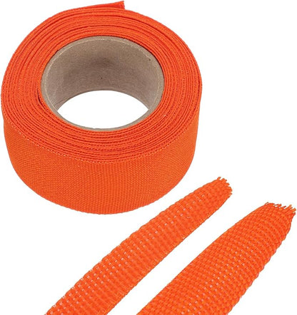 MECCANIXITY Braided Cable Sleeves Heat Shrinkable Fabric Sleeving, 1 1/4" 16ft Orange 2:1 Ratio Heat Shrinkable Cord Protector for Harness Cable, Network Cable Protection, Cable Management